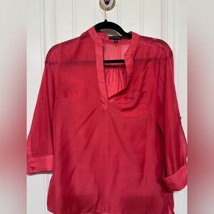 The Limited Vibrant Red/Orange Sheer Blouse